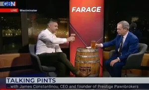 James Constantinou on Talking pints with Nigel Farage on GB News